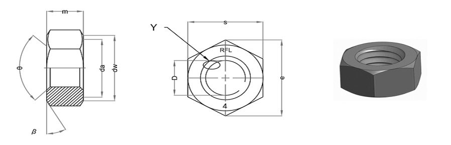Stainless Steel  AL-6XN Heavy Hex nuts dimensions